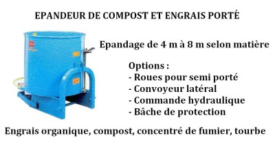 Épandeur de compost et engrais porté