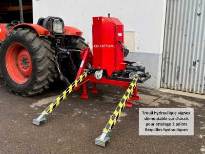 Treuil hydraulique vignes démontable sur châssis