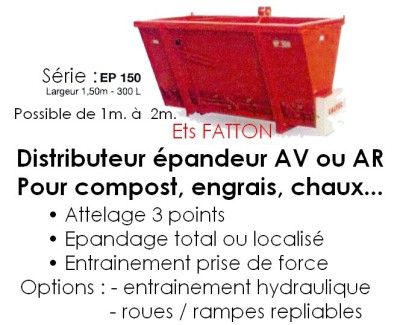 Distributeur épandeur avant ou arrière