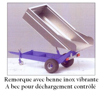 Remorque avec benne inox vibrante